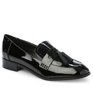 Tahari Tina Tassel Black Patent Leather Slip On Loafers Flats Shoes Size 6.5 M